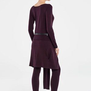 Sarah Pacini knit sweater dress, plum / dark purple with black middle zipper, OS